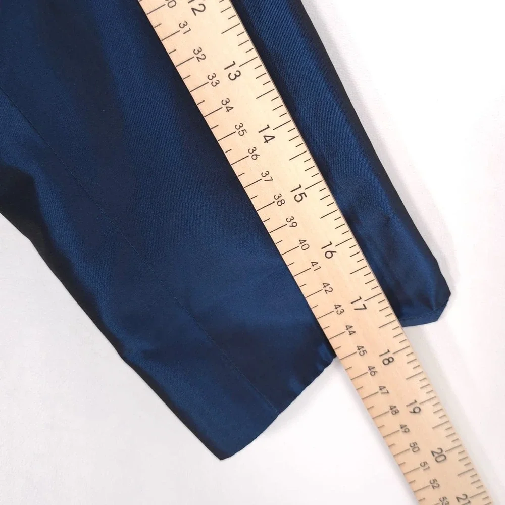 TERI JON Rickie Freeman SET 100% SILK Size 6 Tie Blazer Jacket + Maxi Skirt Navy
